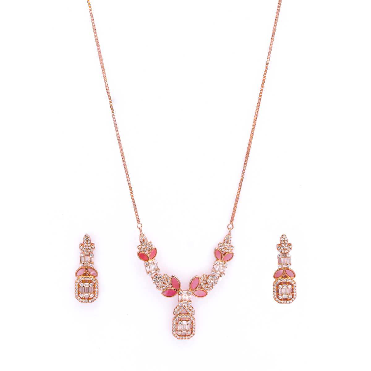 Rose Petal Chain Necklace Set