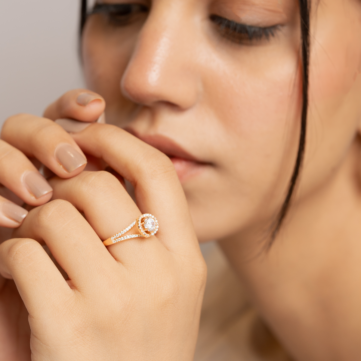 Rose Gold Crown Solitaire Ring