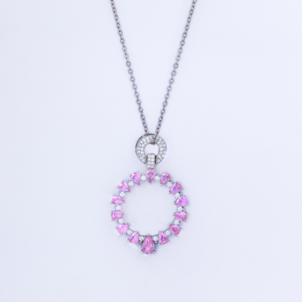 Pink Circle Silver Chain
