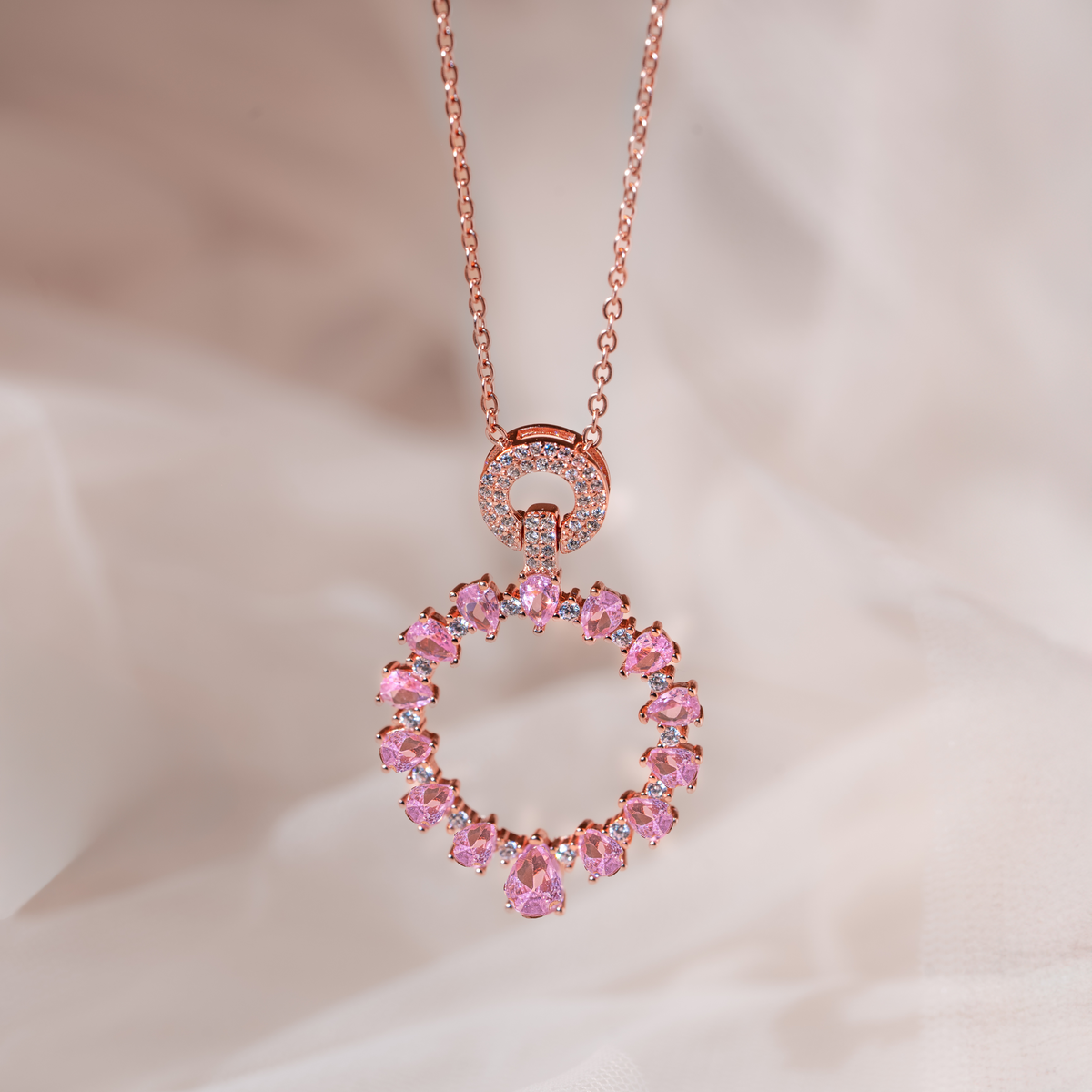 Pink Circle Rose Gold Chain