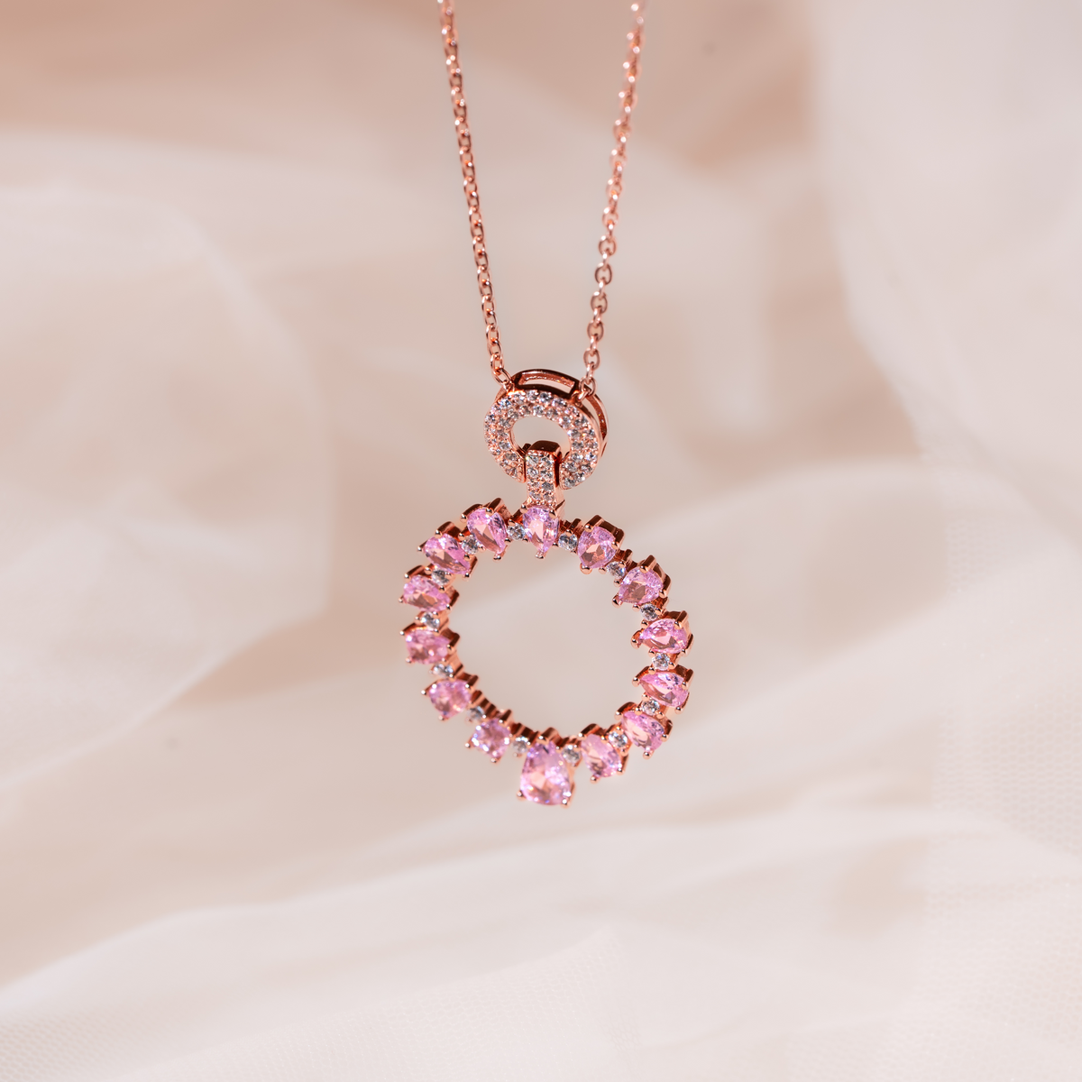 Pink Circle Rose Gold Chain