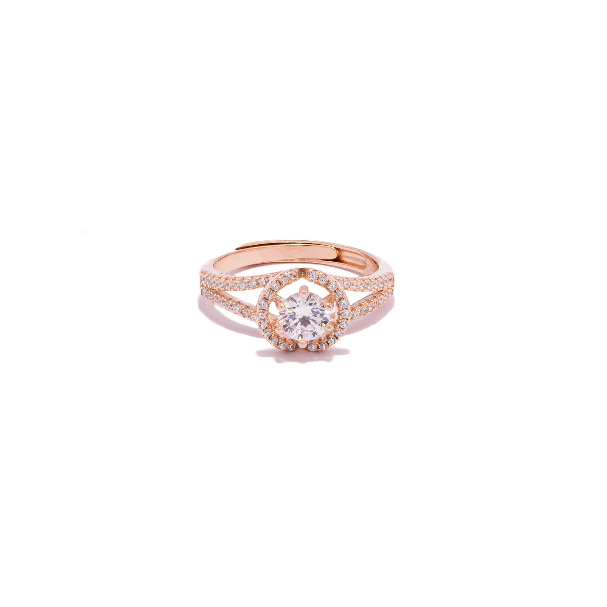 Rose Gold Crown Solitaire Ring