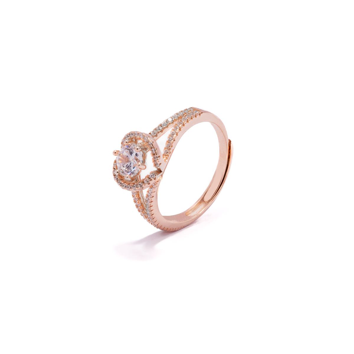 Rose Gold Crown Solitaire Ring
