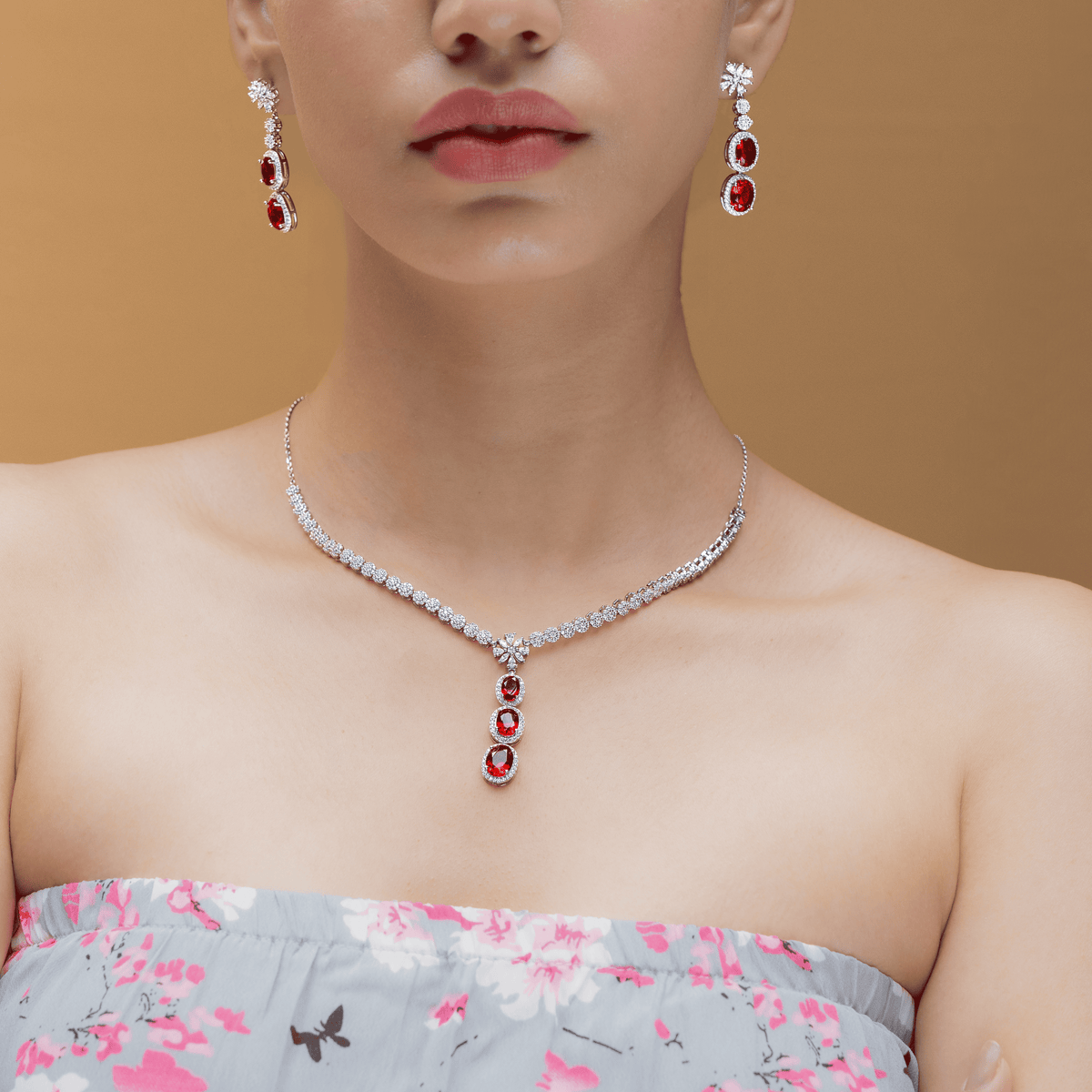 Burmese Red Drop Necklace
