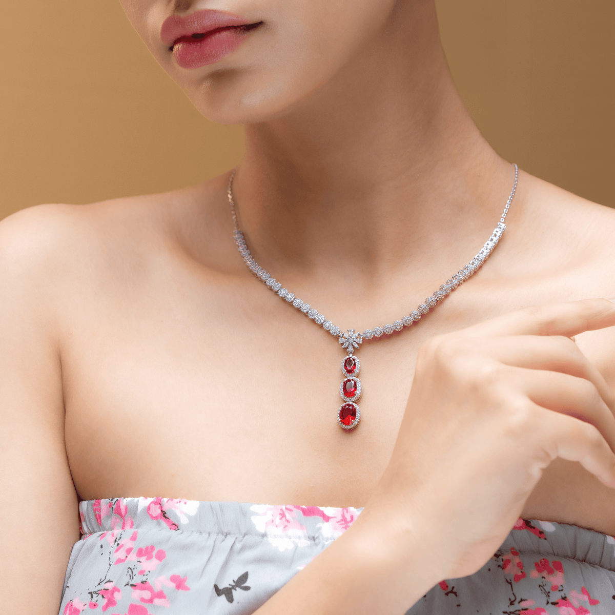 Burmese Red Drop Necklace